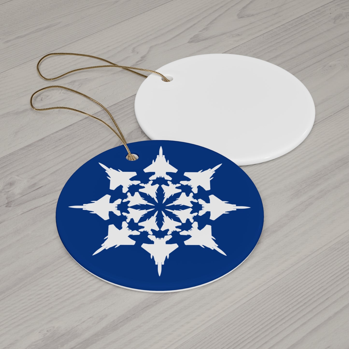 F-15 Snowflake Ceramic Ornament, 2.76"