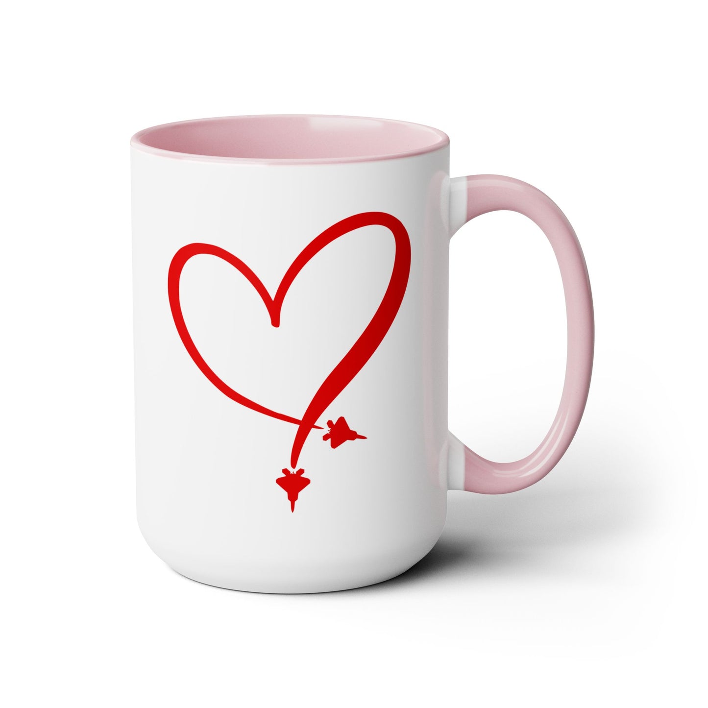 F-22 Two-Tone Heart Contrail Coffee Mugs, 15oz