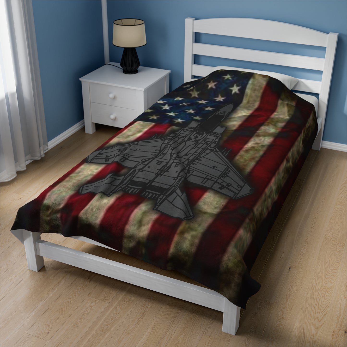 F-15E Old Glory Velveteen Plush Blanket, 3 Sizes