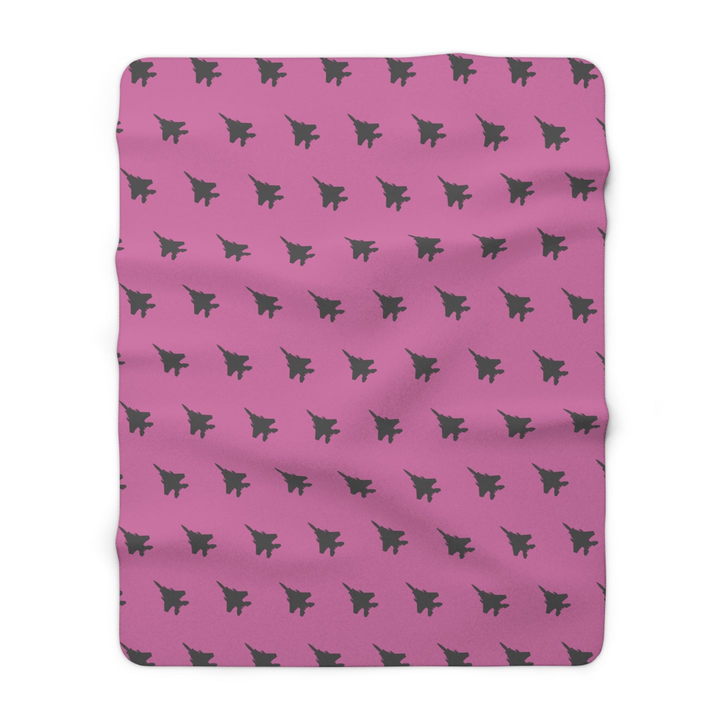 F-15E Pattern Sherpa Fleece Blanket, Pink