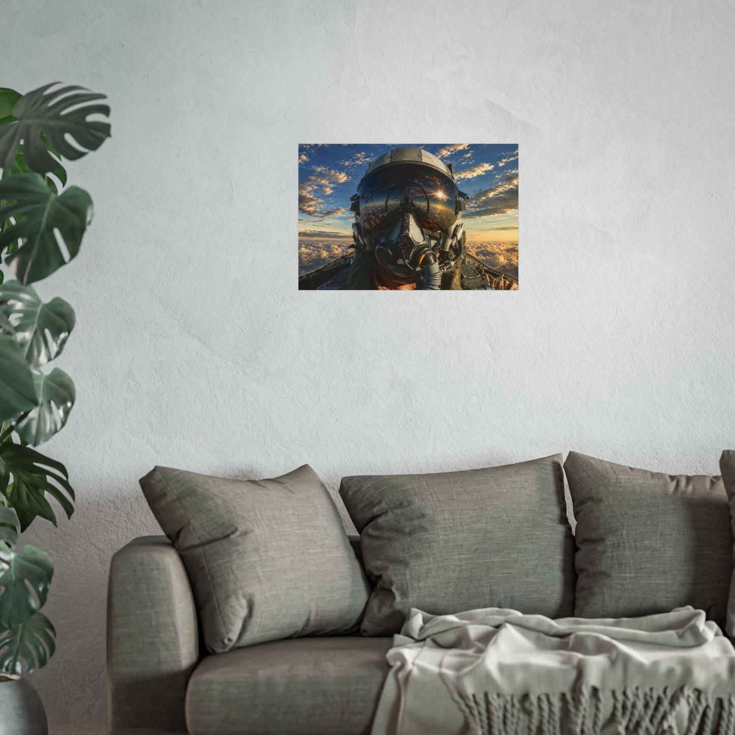 Pilot Helmet Fine Art Poster — Aviator Portrait Wall Art