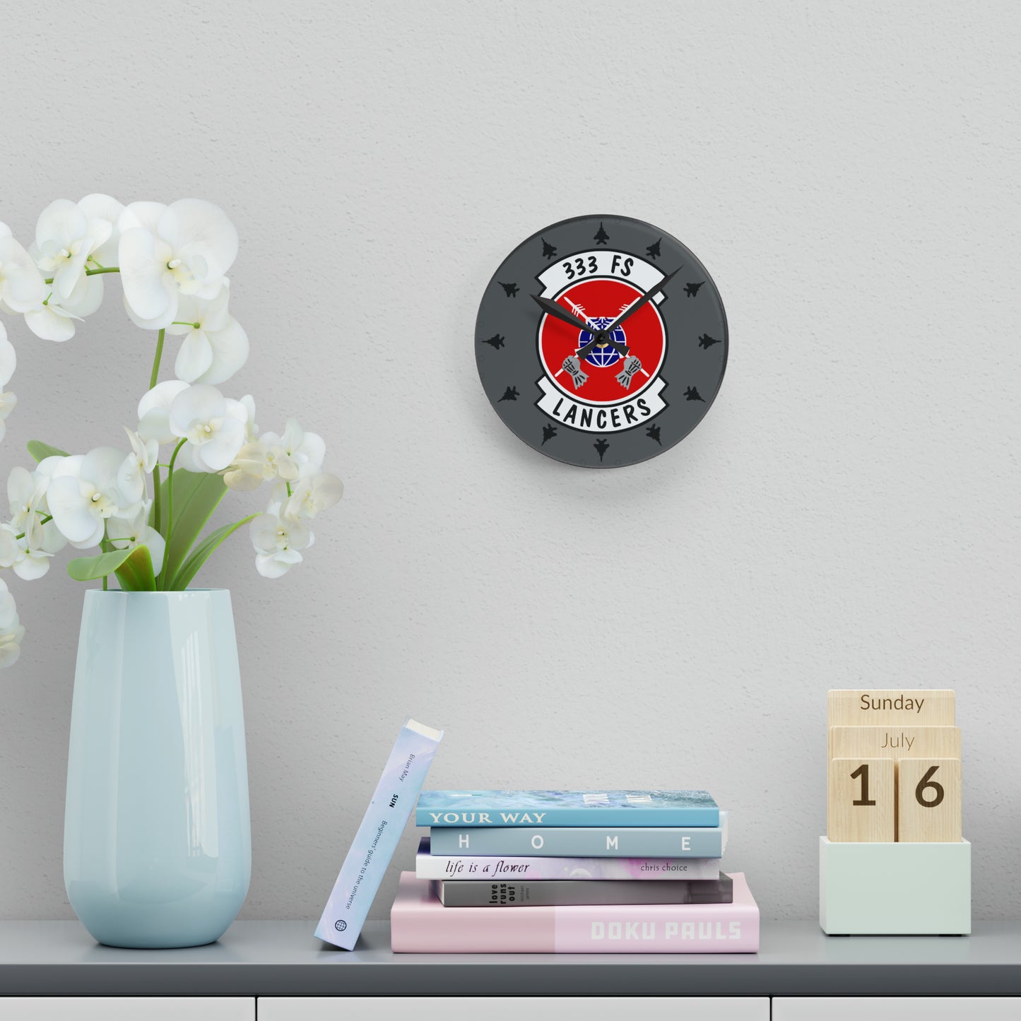 333FS "Lancers" Acrylic Wall Clock, Round or Square Options