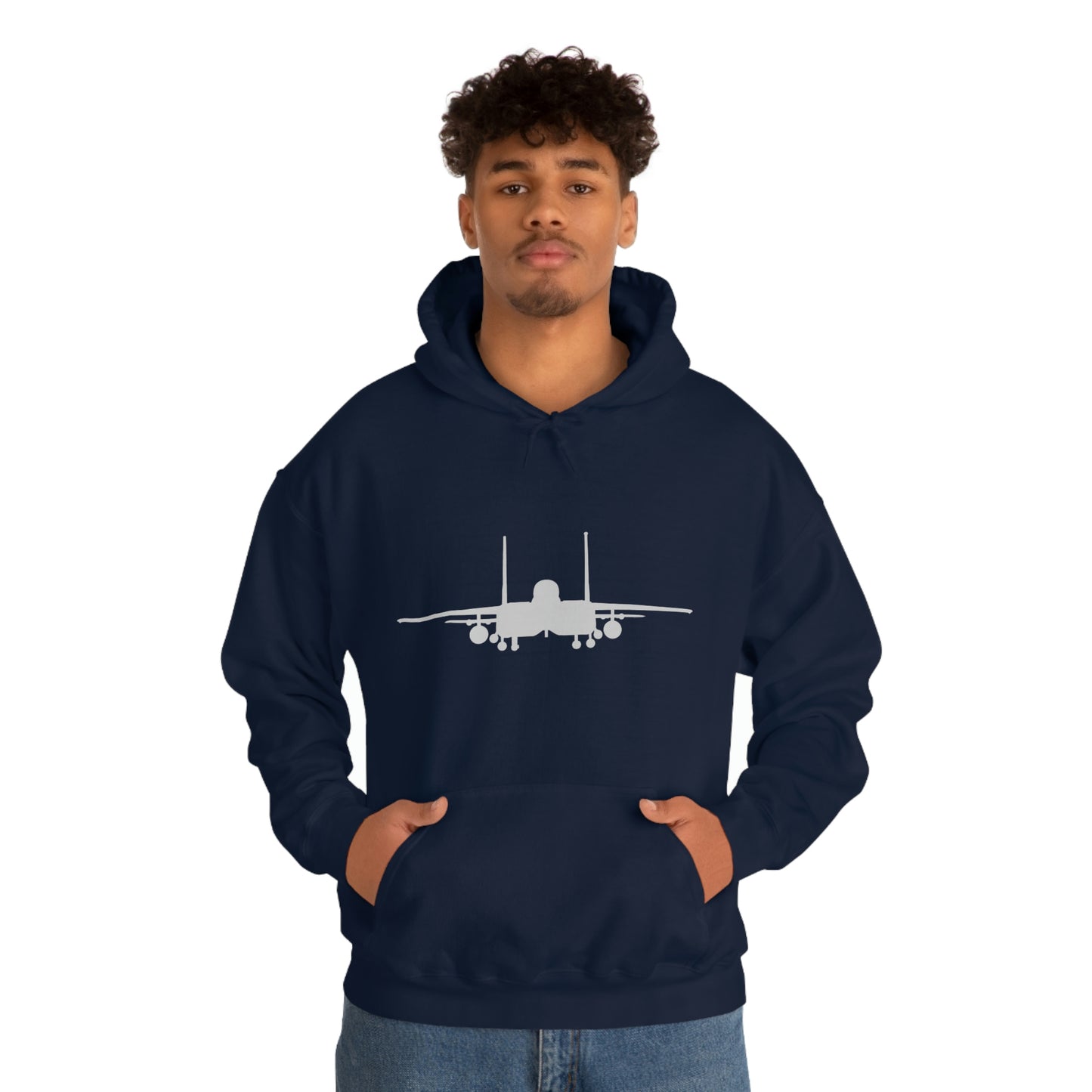 Unisex Heavy Blend™ Hooded Sweatshirt, F-15E Front Silhouette