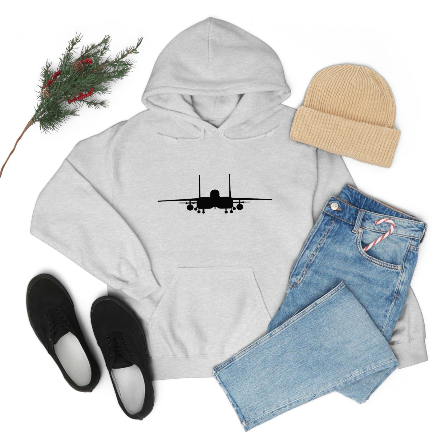 Unisex Heavy Blend™ Hooded Sweatshirt, F-15E Front Silhouette