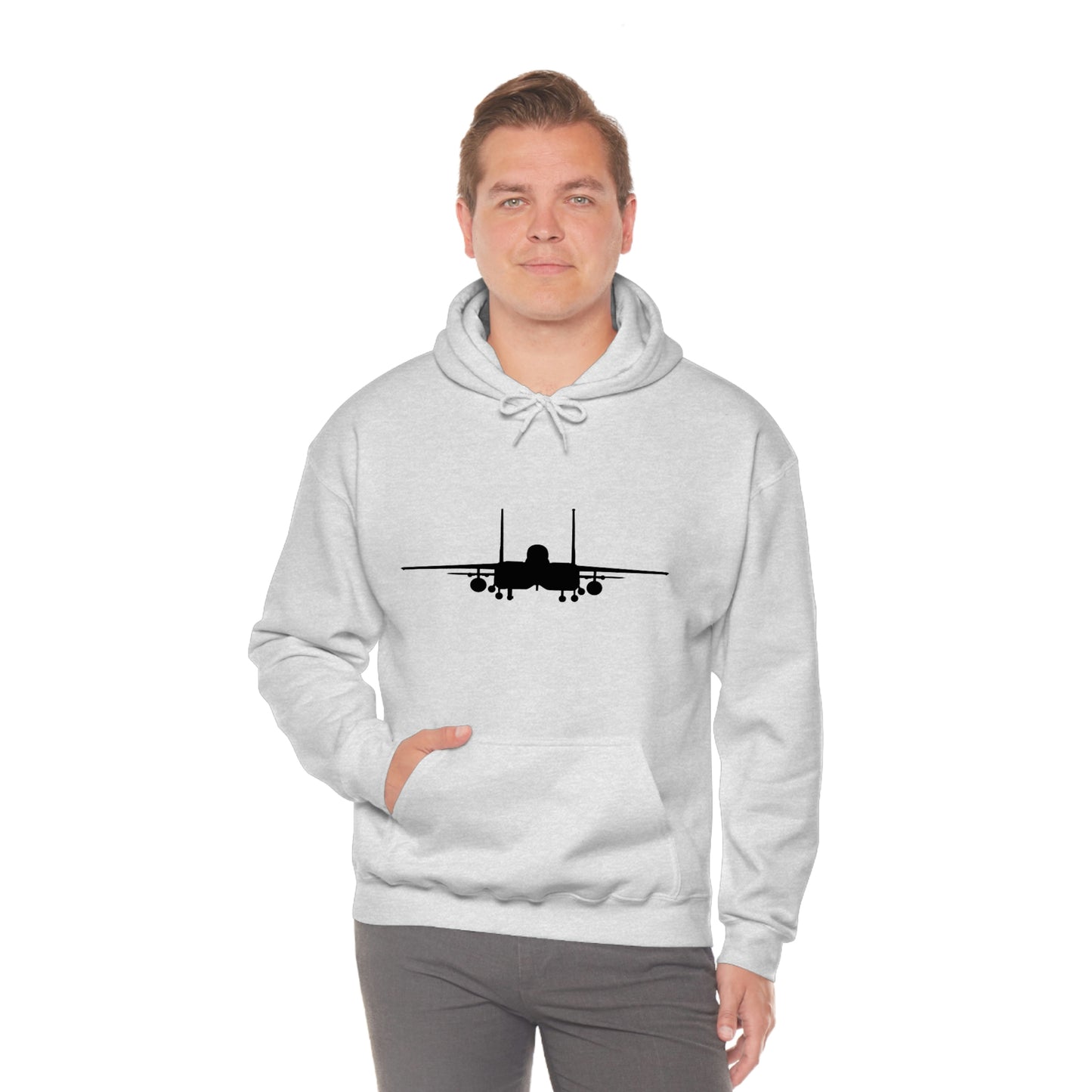 Unisex Heavy Blend™ Hooded Sweatshirt, F-15E Front Silhouette