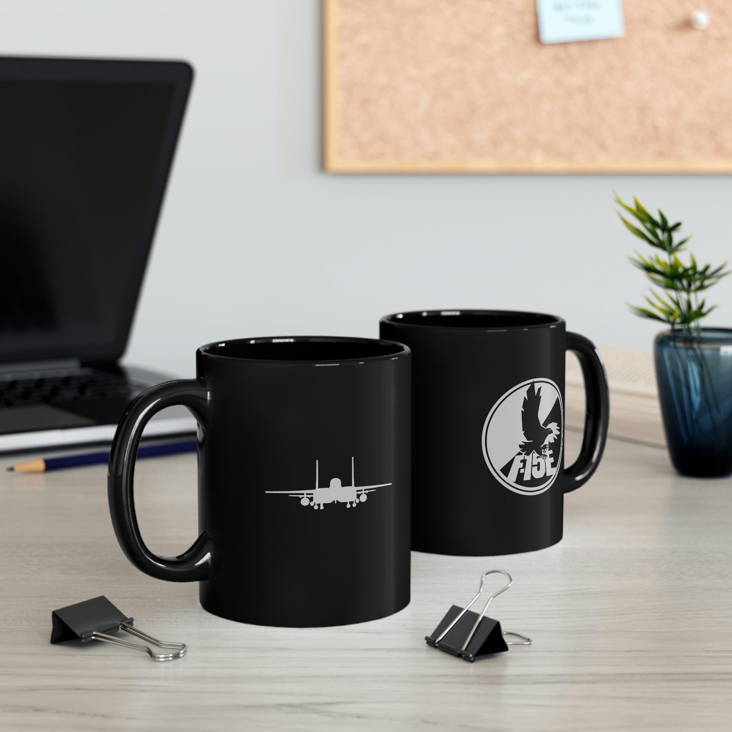 F-15E Day/Night & Front Silhouette 11oz Black Mug