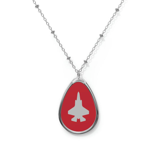 F-35 Oval Necklace, Dark Red