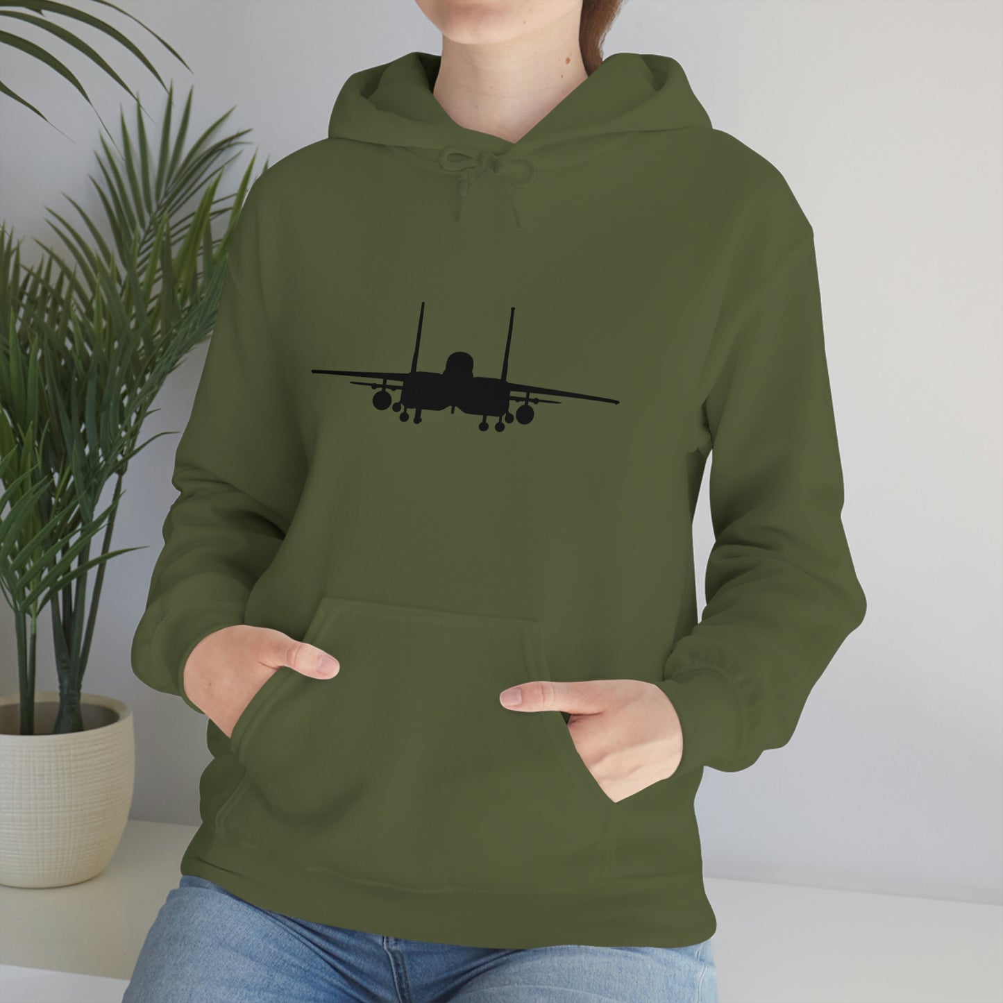 Unisex Heavy Blend™ Hooded Sweatshirt, F-15E Front Silhouette