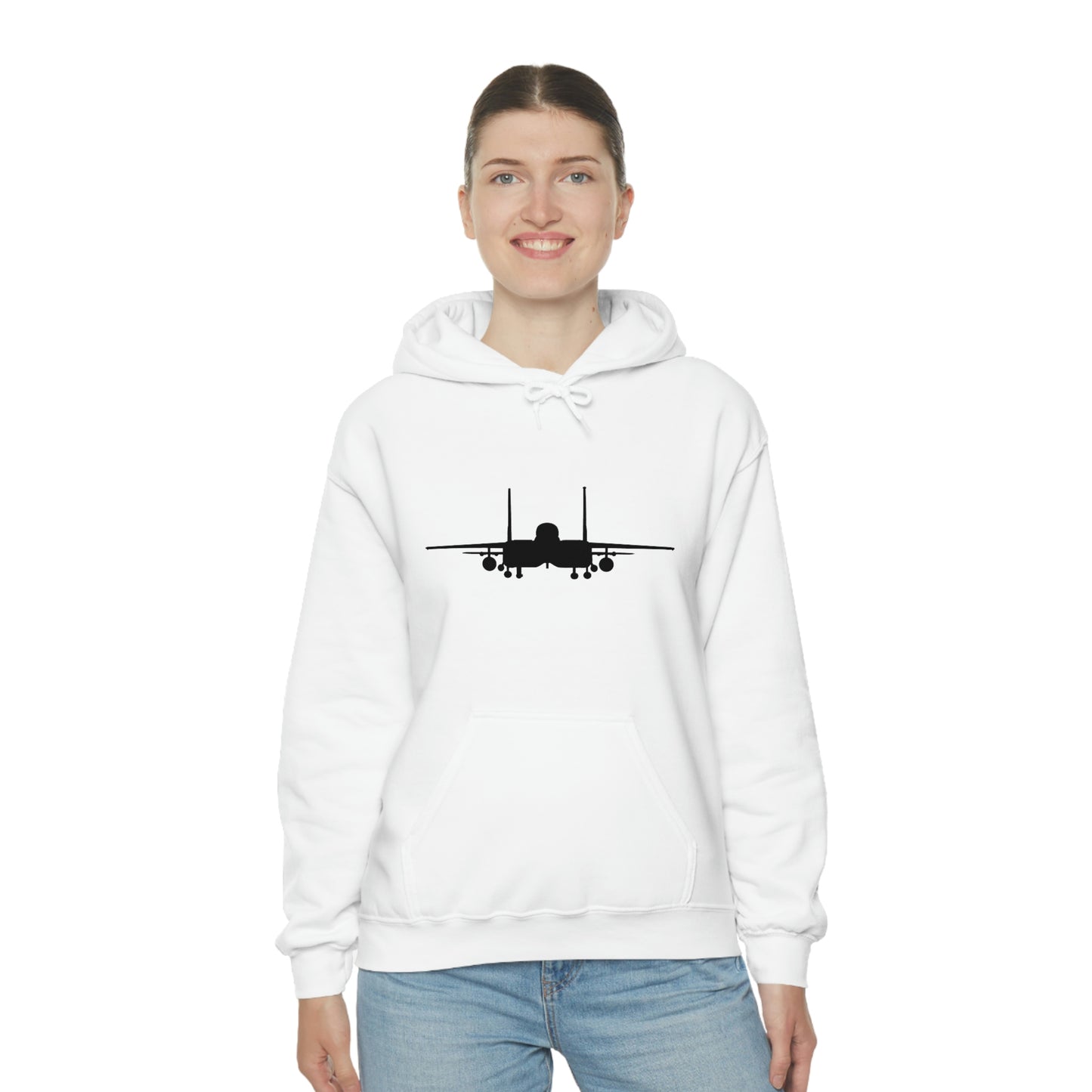 Unisex Heavy Blend™ Hooded Sweatshirt, F-15E Front Silhouette