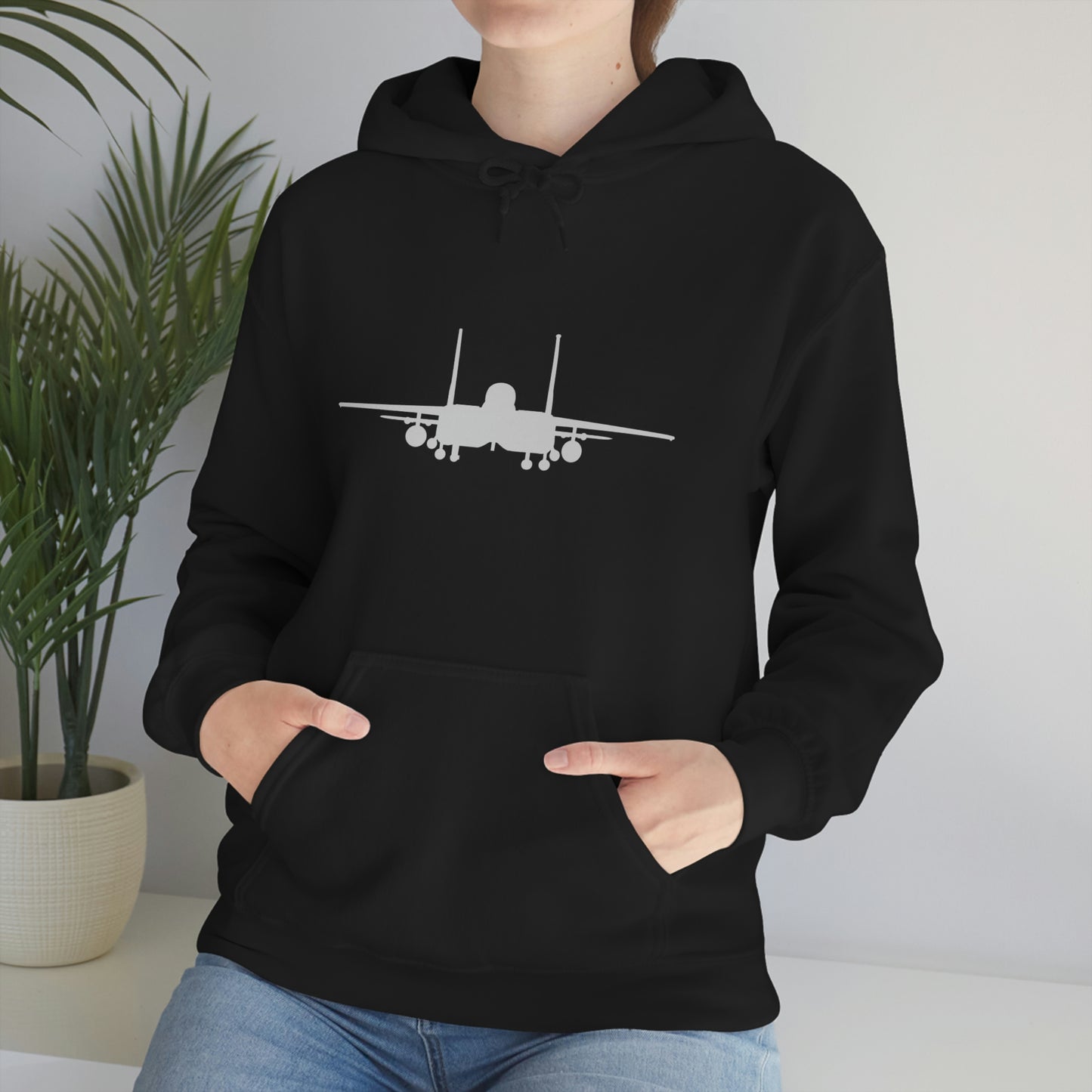 Unisex Heavy Blend™ Hooded Sweatshirt, F-15E Front Silhouette