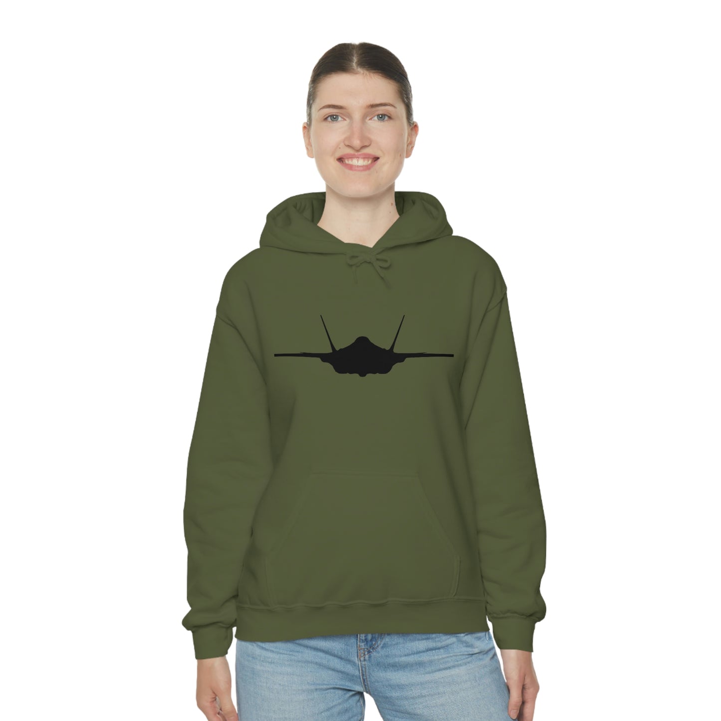 Unisex Heavy Blend™ Hooded Sweatshirt, F-35 Front Silhouette