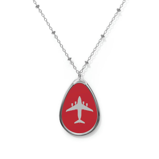 C-17 Oval Necklace, Dark Red