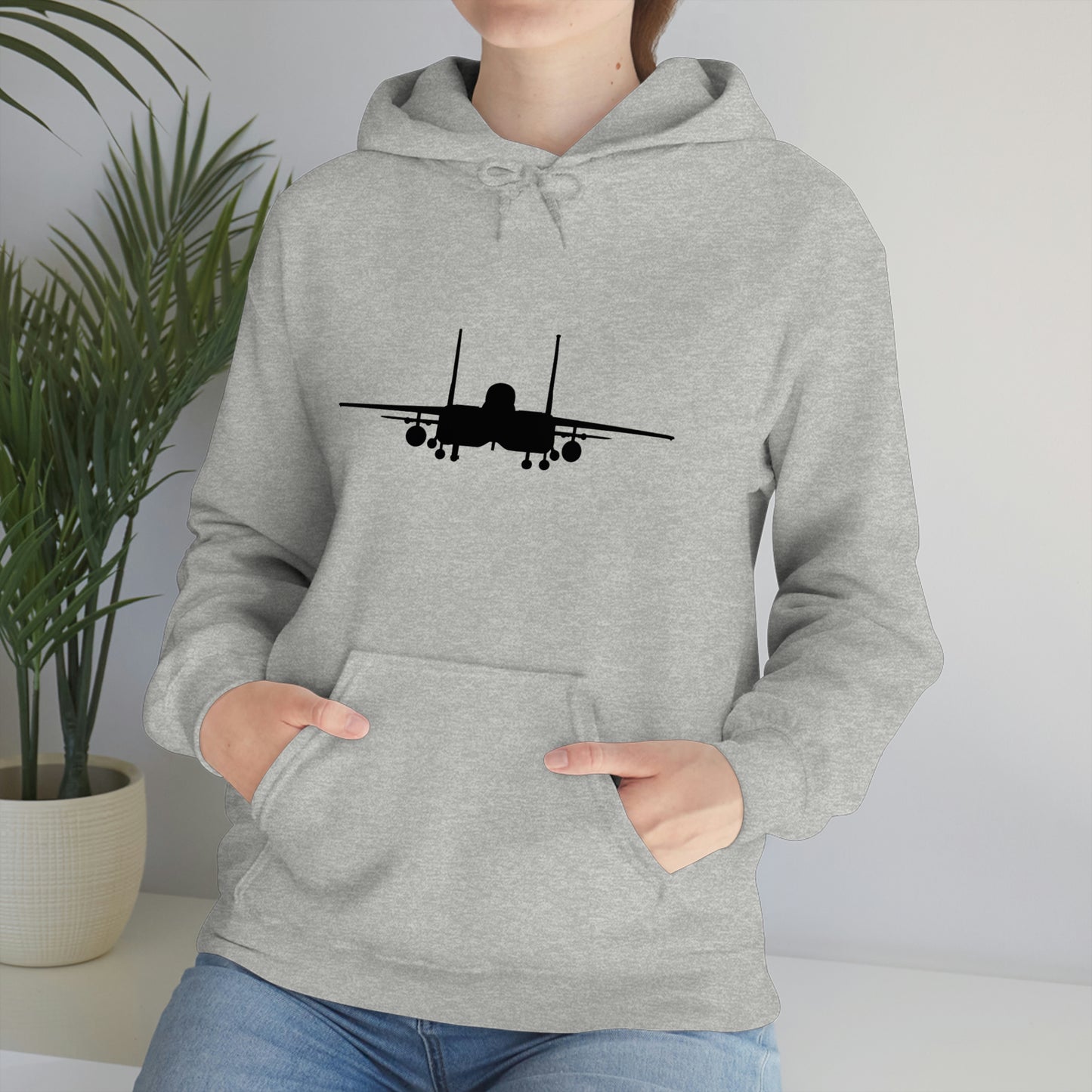 Unisex Heavy Blend™ Hooded Sweatshirt, F-15E Front Silhouette