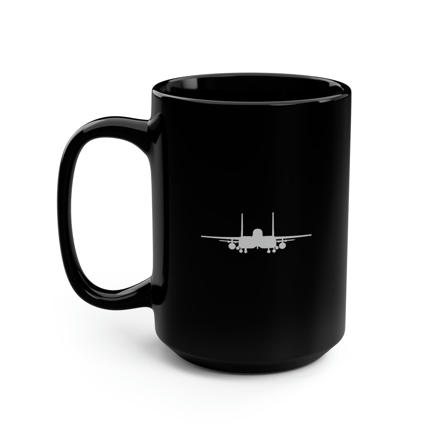 335FS & F-15E Front Silhouette Black Mug, 15oz