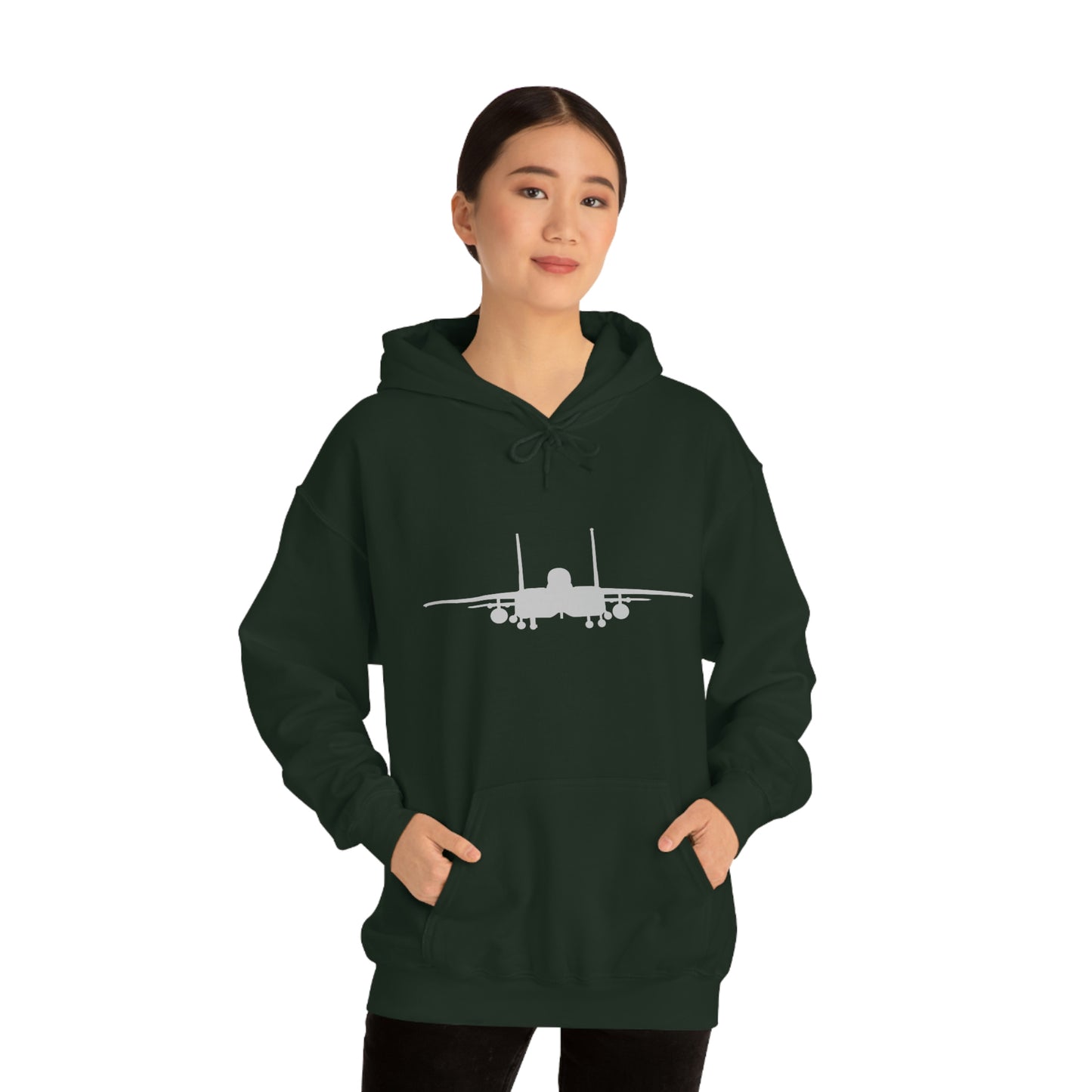 Unisex Heavy Blend™ Hooded Sweatshirt, F-15E Front Silhouette