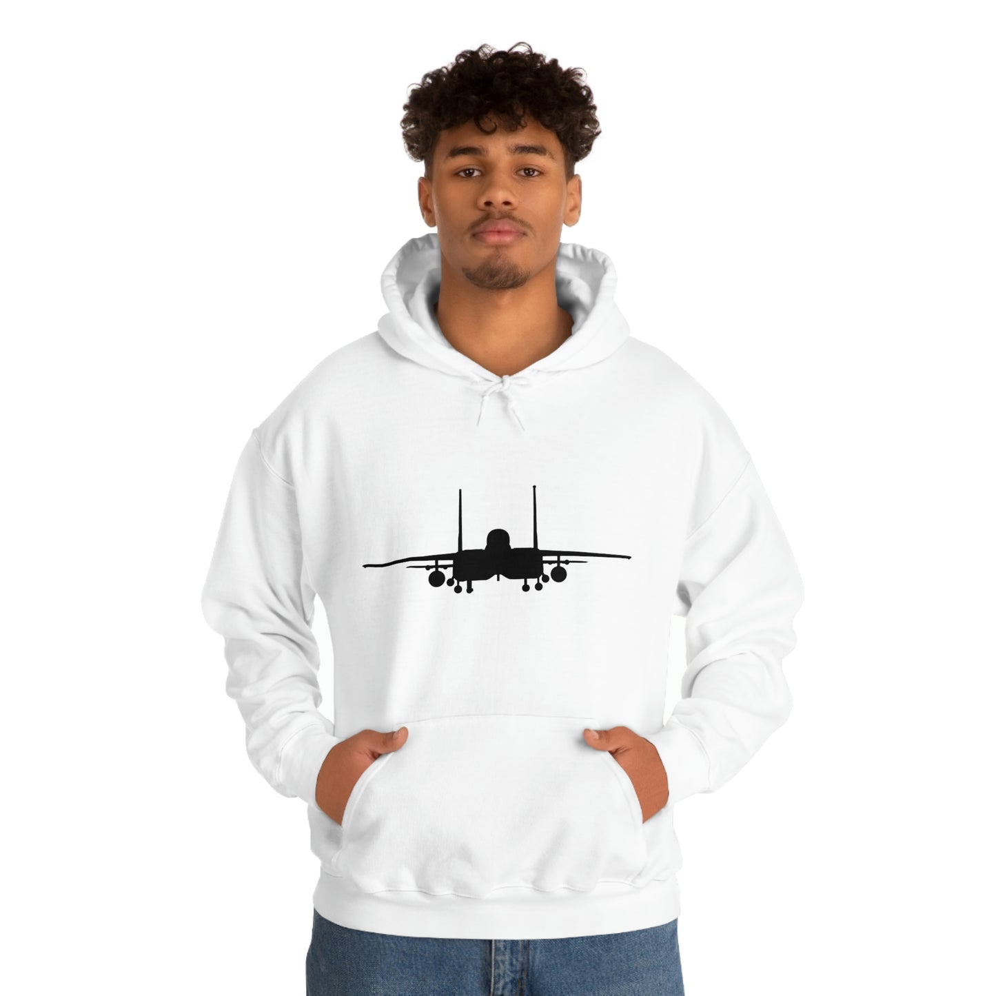 Unisex Heavy Blend™ Hooded Sweatshirt, F-15E Front Silhouette