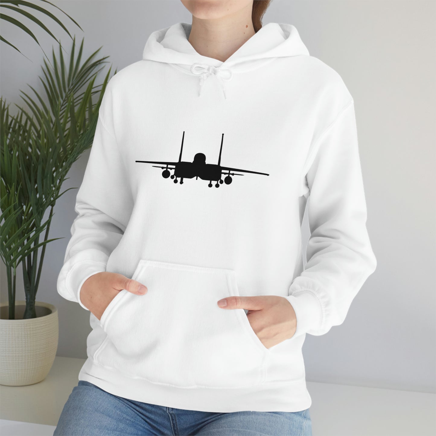 Unisex Heavy Blend™ Hooded Sweatshirt, F-15E Front Silhouette