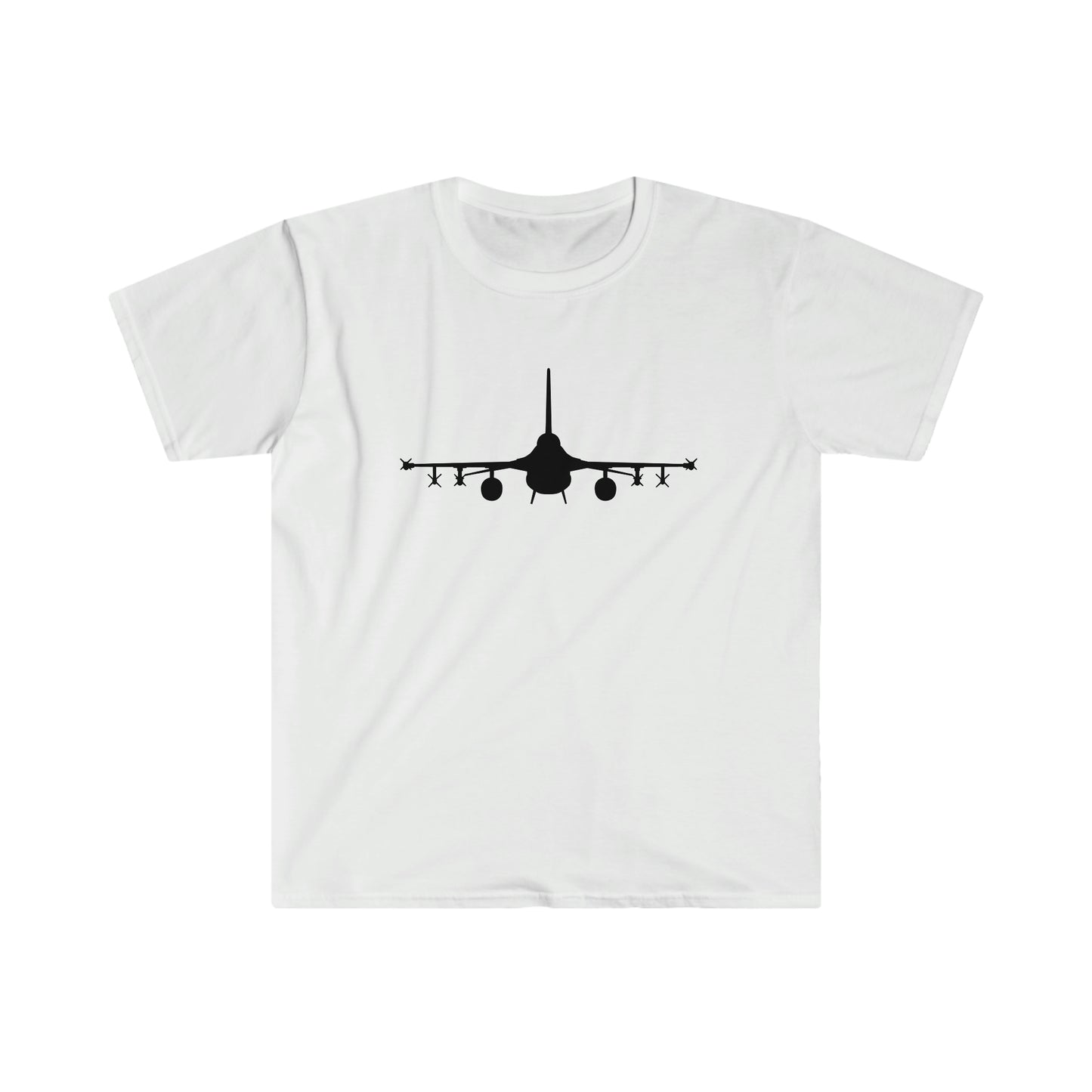 F-16 Front Silhouette Unisex Softstyle T-Shirt, Multiple Colors Available