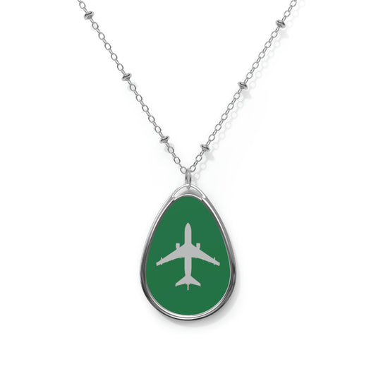 KC-46 Oval Necklace, Dark Green
