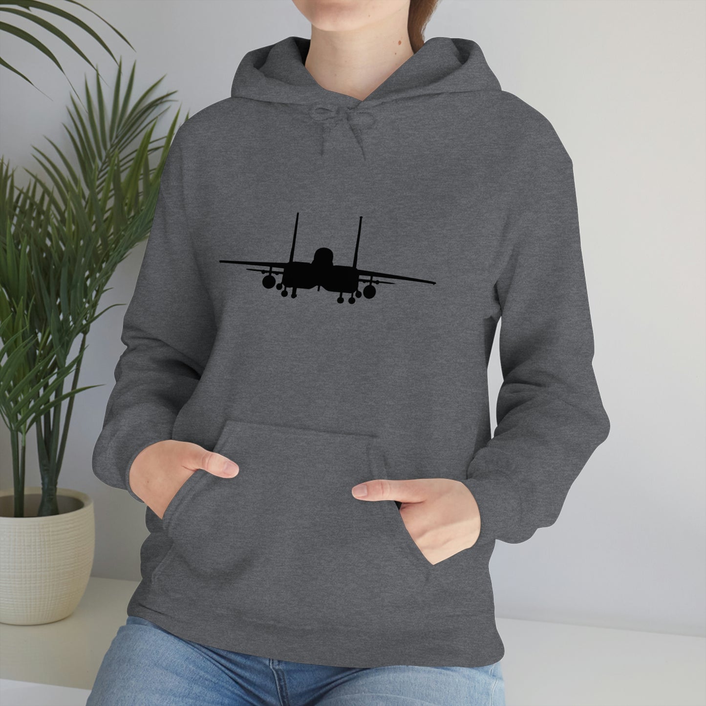 Unisex Heavy Blend™ Hooded Sweatshirt, F-15E Front Silhouette