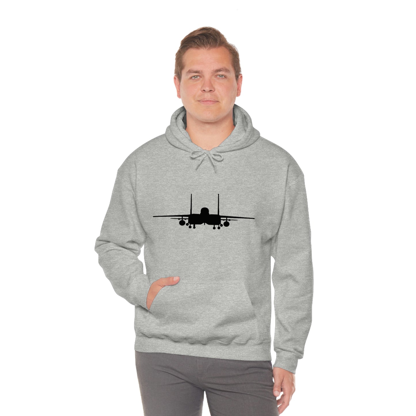 Unisex Heavy Blend™ Hooded Sweatshirt, F-15E Front Silhouette