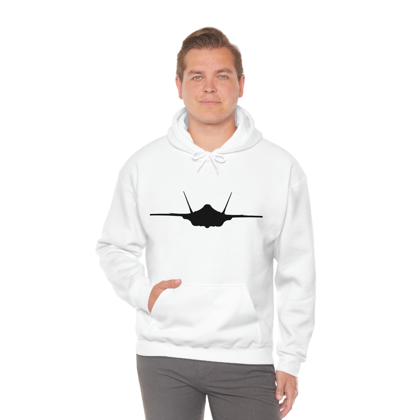 Unisex Heavy Blend™ Hooded Sweatshirt, F-35 Front Silhouette