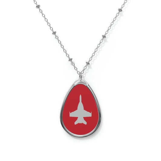 F/A-18E/F Oval Necklace, Dark Red