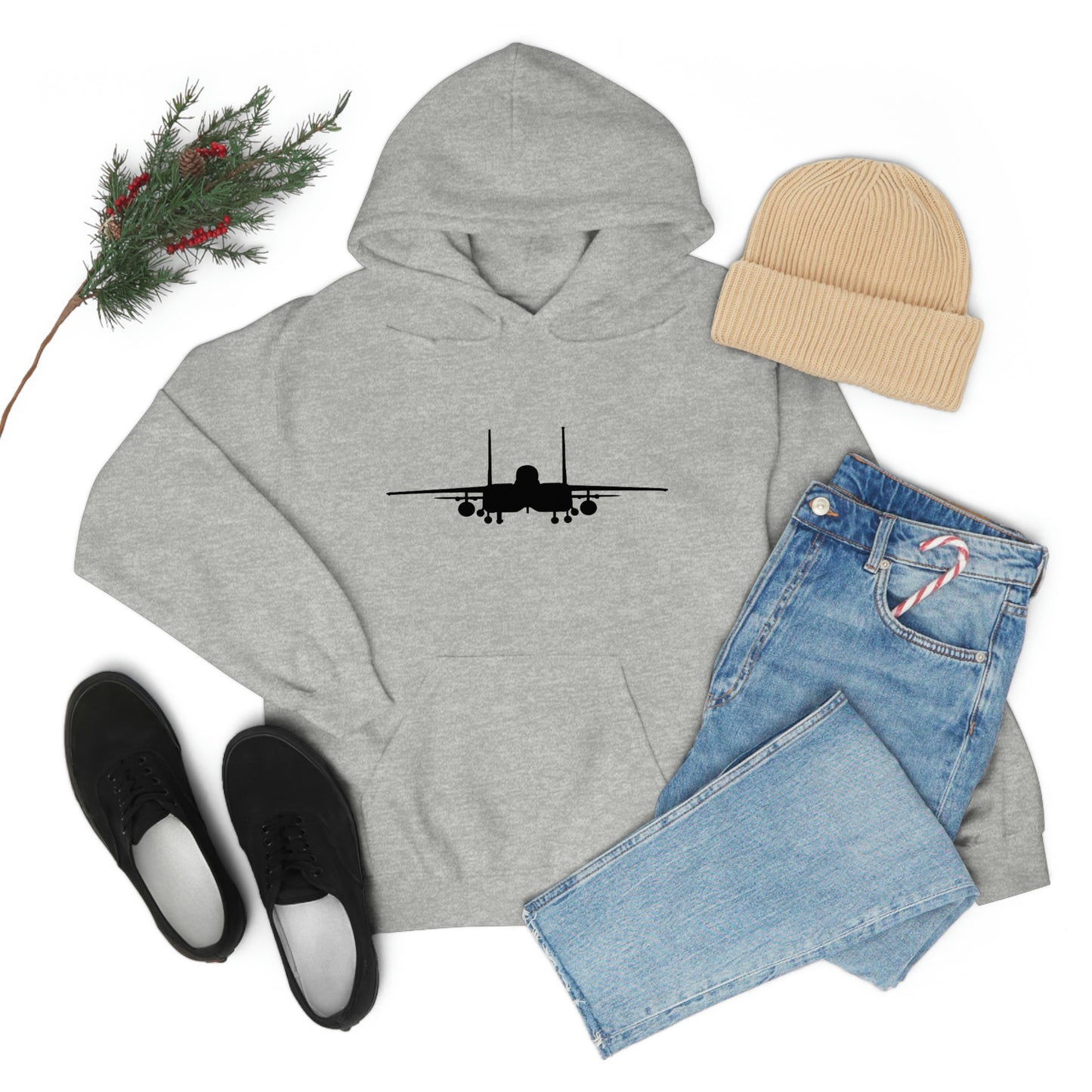 Unisex Heavy Blend™ Hooded Sweatshirt, F-15E Front Silhouette