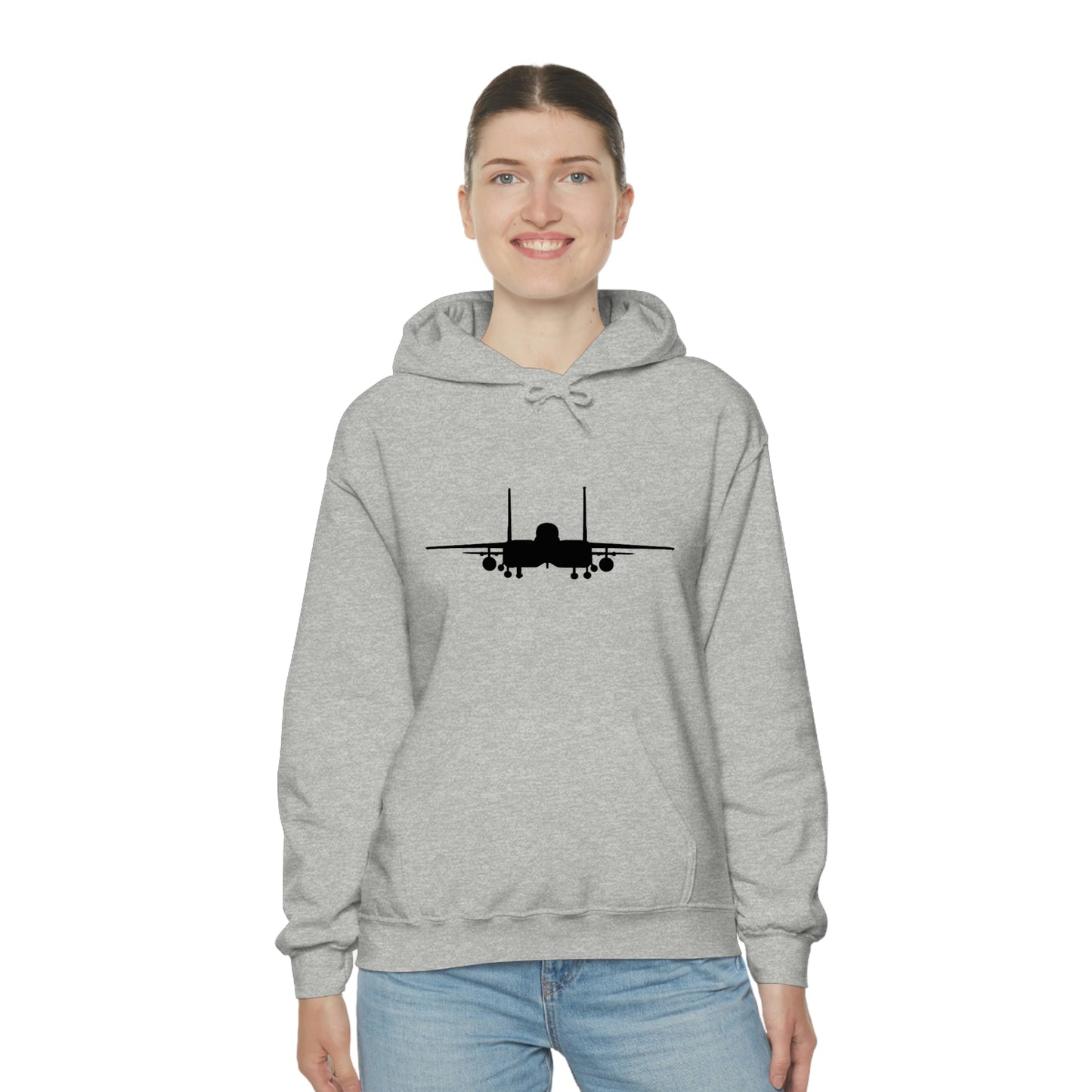 Unisex Heavy Blend™ Hooded Sweatshirt, F-15E Front Silhouette