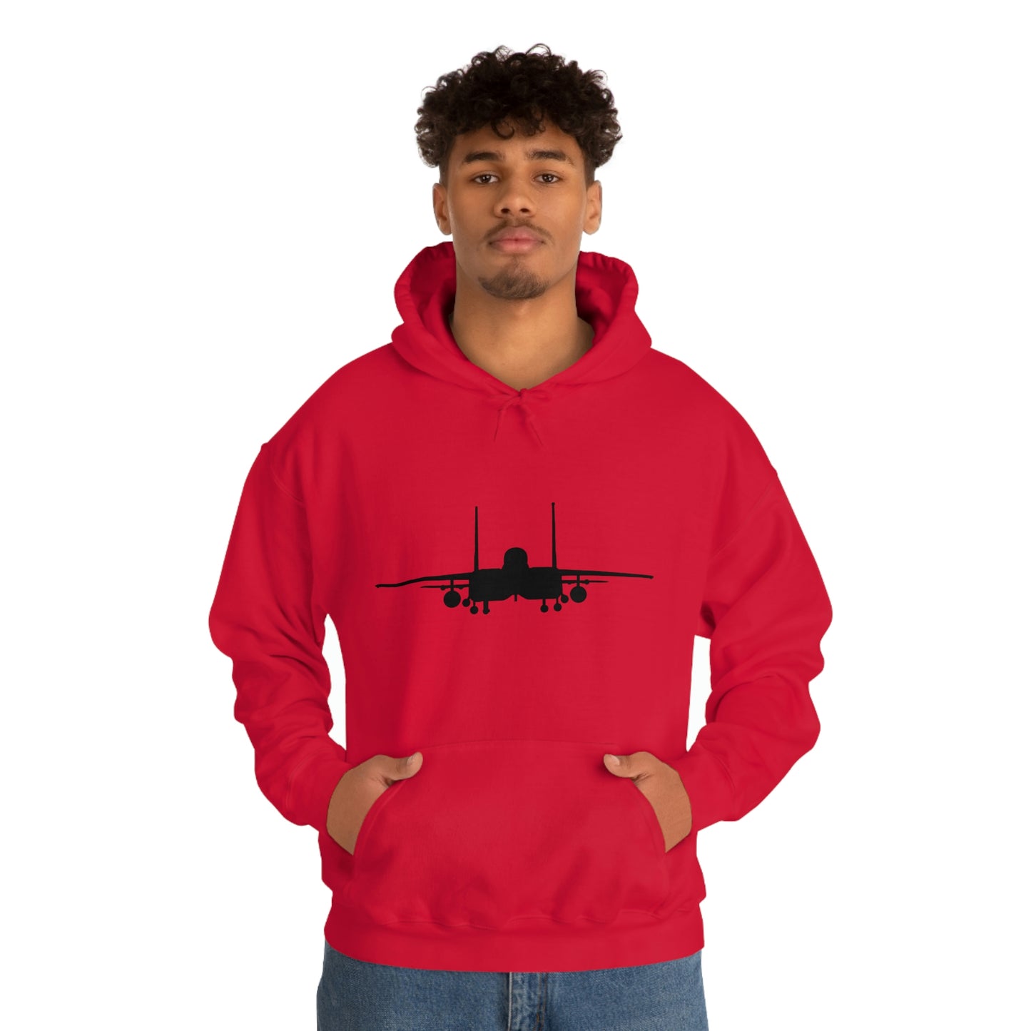 Unisex Heavy Blend™ Hooded Sweatshirt, F-15E Front Silhouette