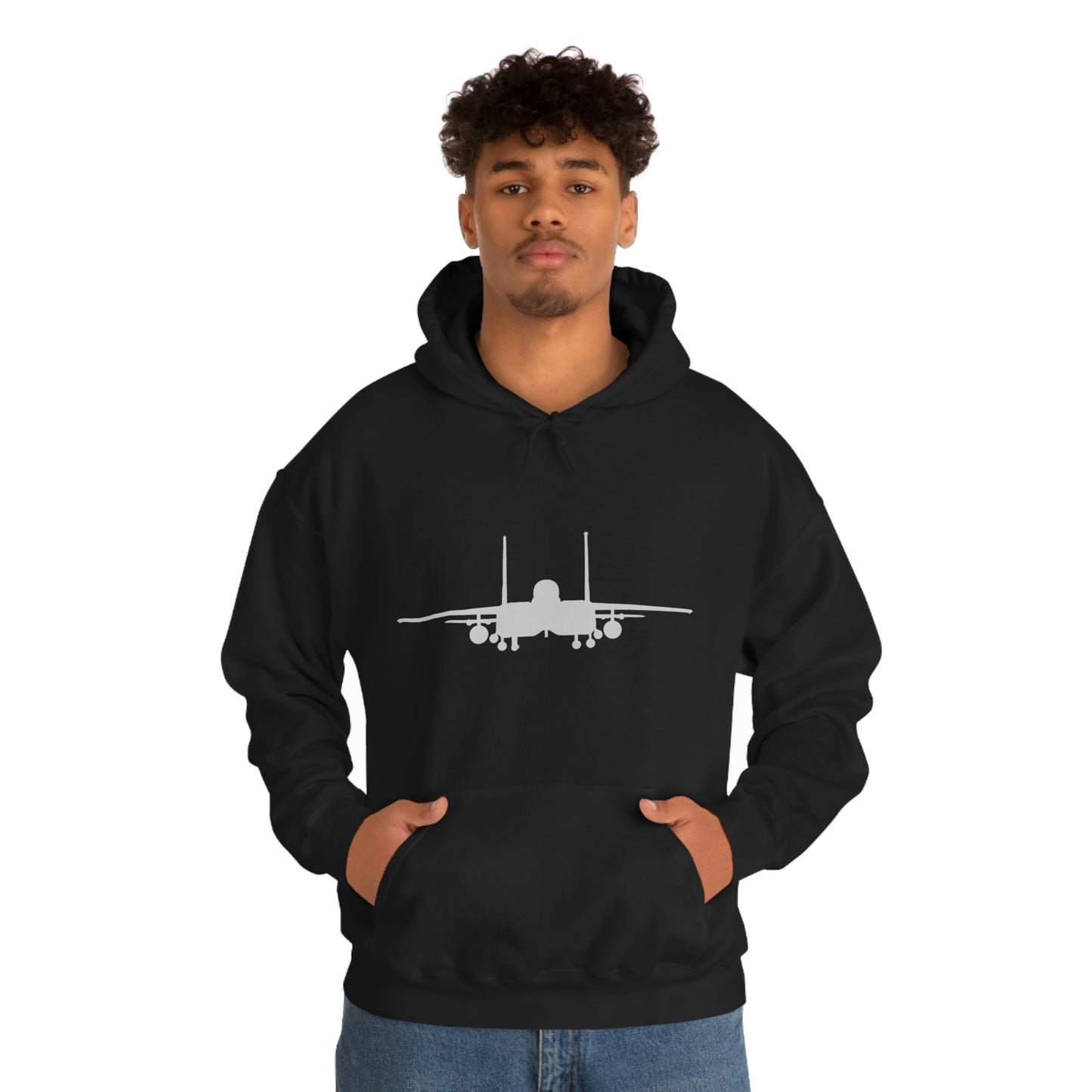 Unisex Heavy Blend™ Hooded Sweatshirt, F-15E Front Silhouette