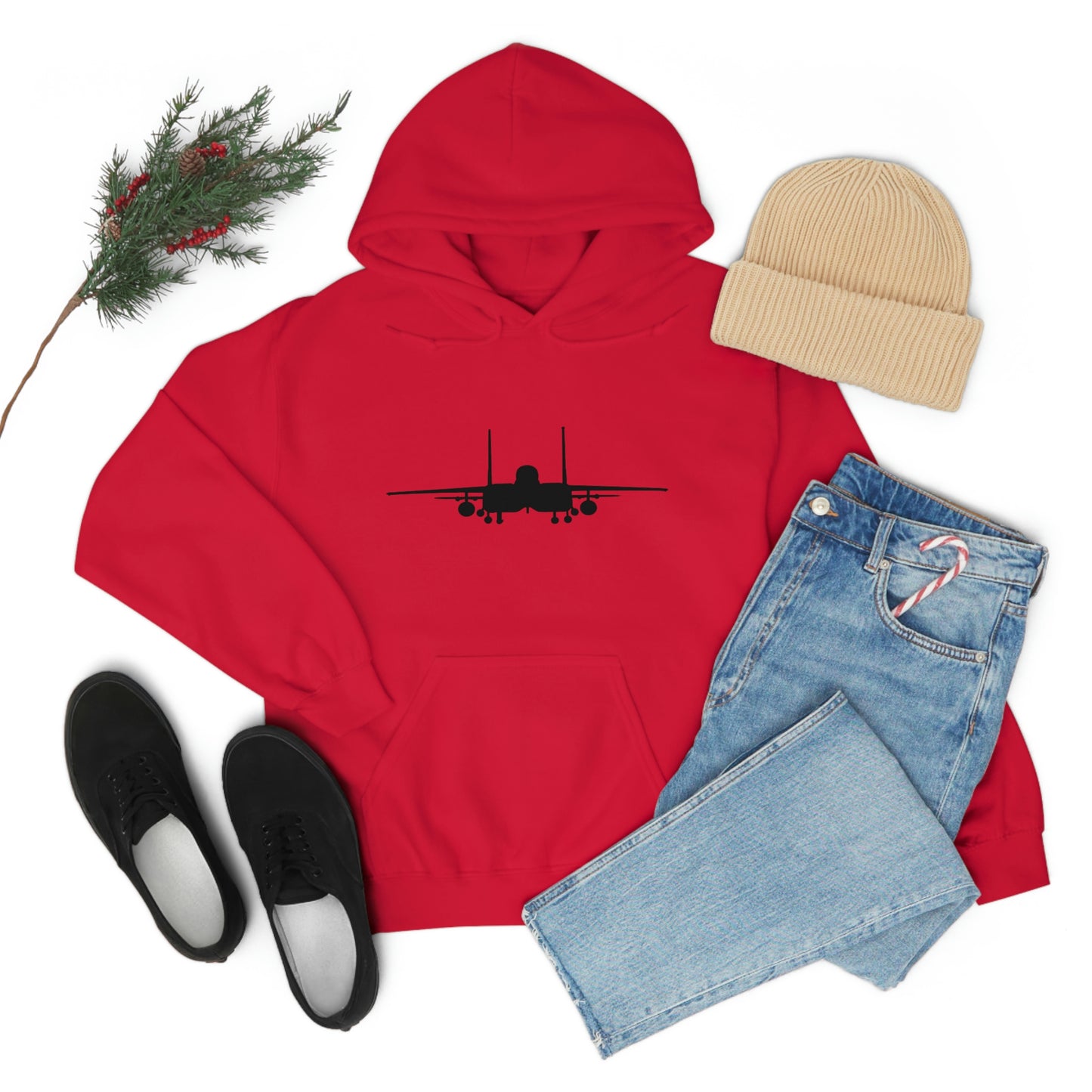 Unisex Heavy Blend™ Hooded Sweatshirt, F-15E Front Silhouette