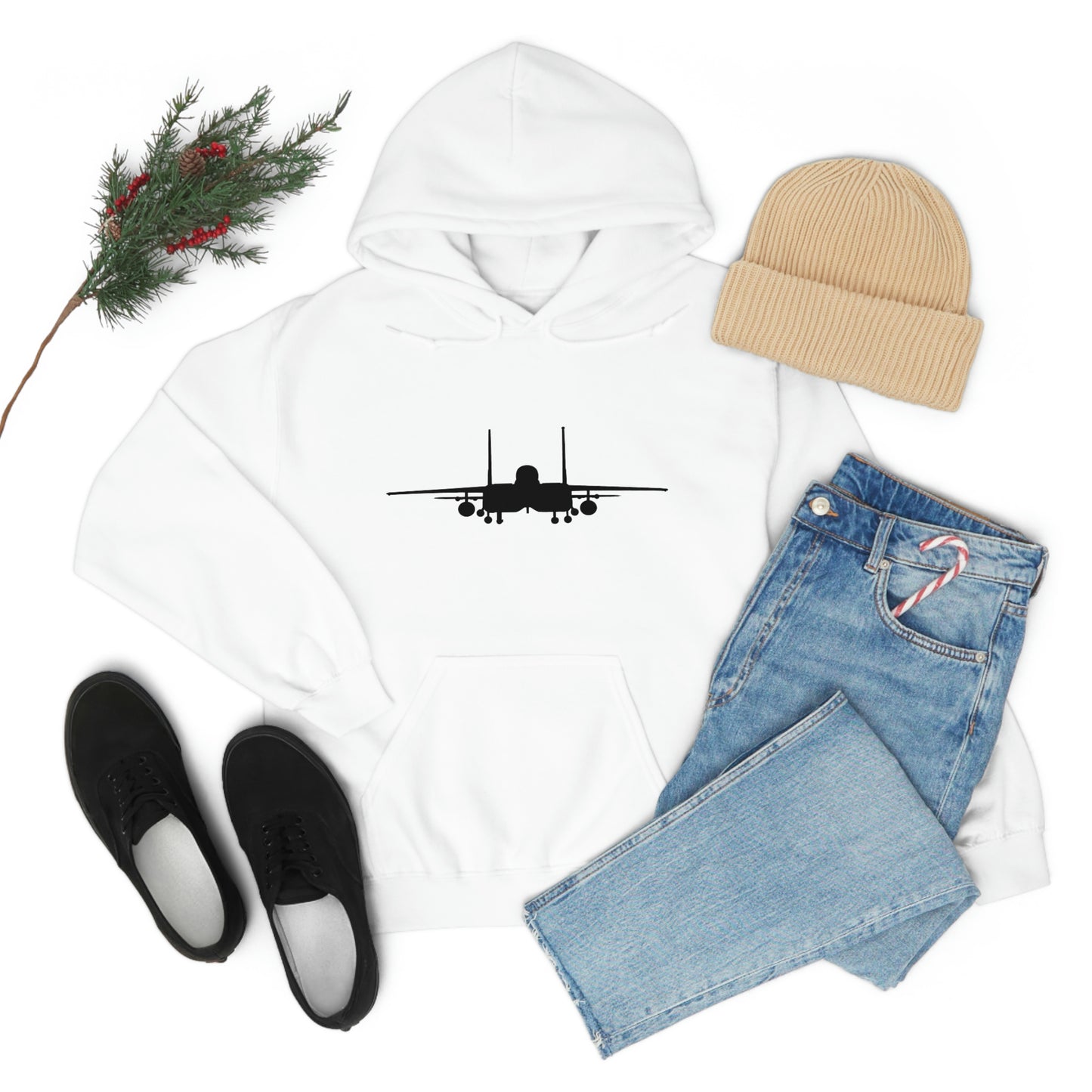 Unisex Heavy Blend™ Hooded Sweatshirt, F-15E Front Silhouette