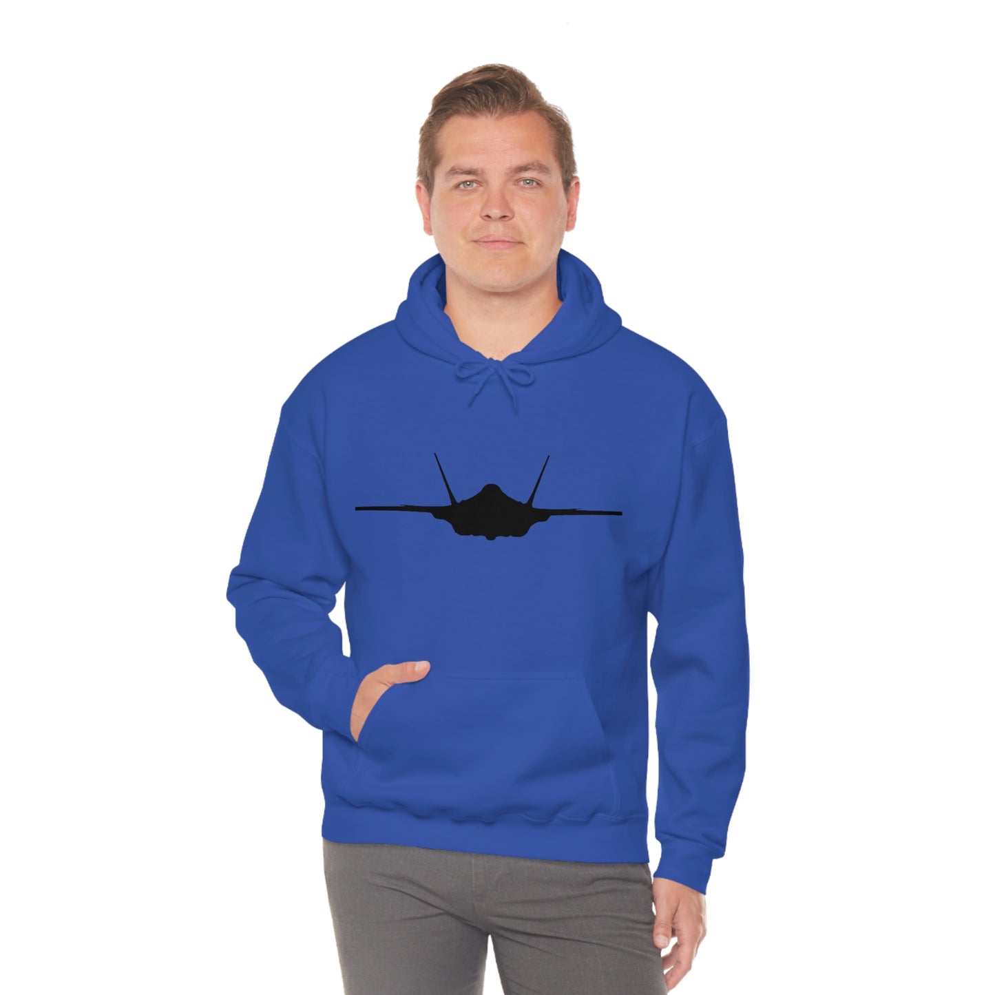 Unisex Heavy Blend™ Hooded Sweatshirt, F-35 Front Silhouette