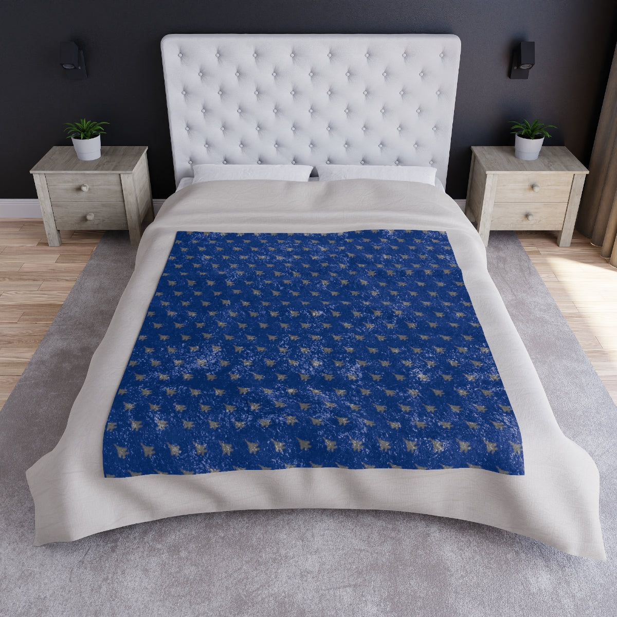 F-15E Crushed Velvet Blanket, Blue, 50" x 60"