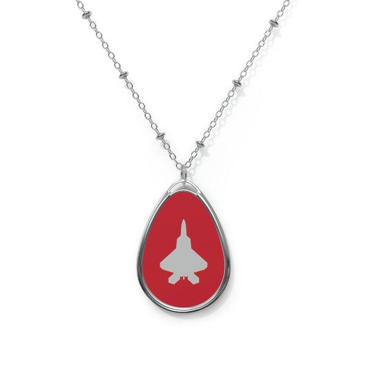 F-22 Oval Necklace, Dark Red