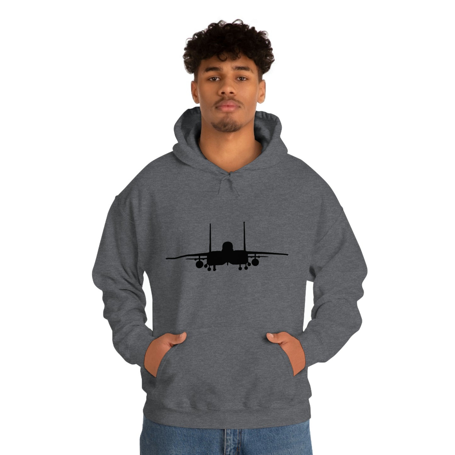 Unisex Heavy Blend™ Hooded Sweatshirt, F-15E Front Silhouette