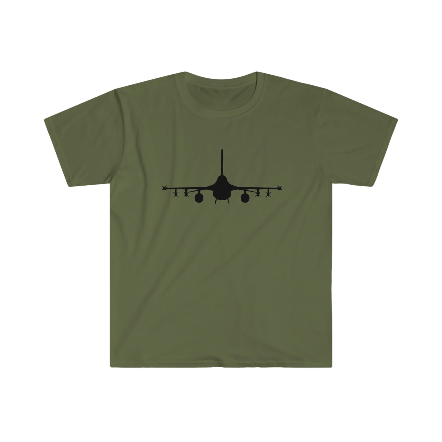 F-16 Front Silhouette Unisex Softstyle T-Shirt, Multiple Colors Available