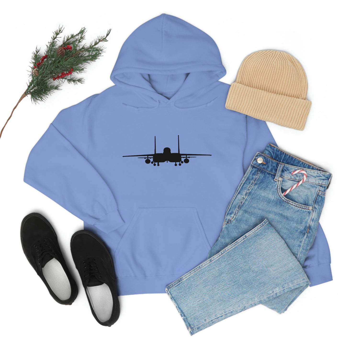 Unisex Heavy Blend™ Hooded Sweatshirt, F-15E Front Silhouette