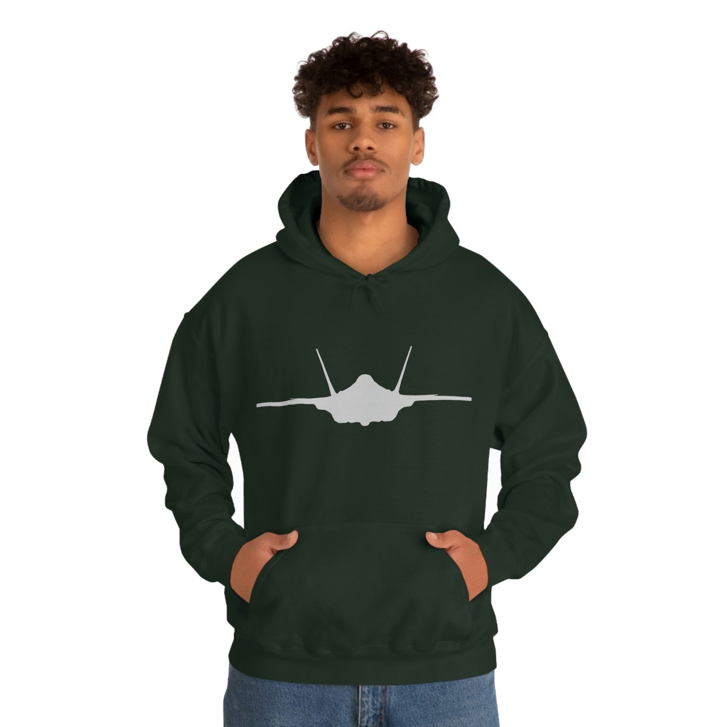 Unisex Heavy Blend™ Hooded Sweatshirt, F-35 Front Silhouette