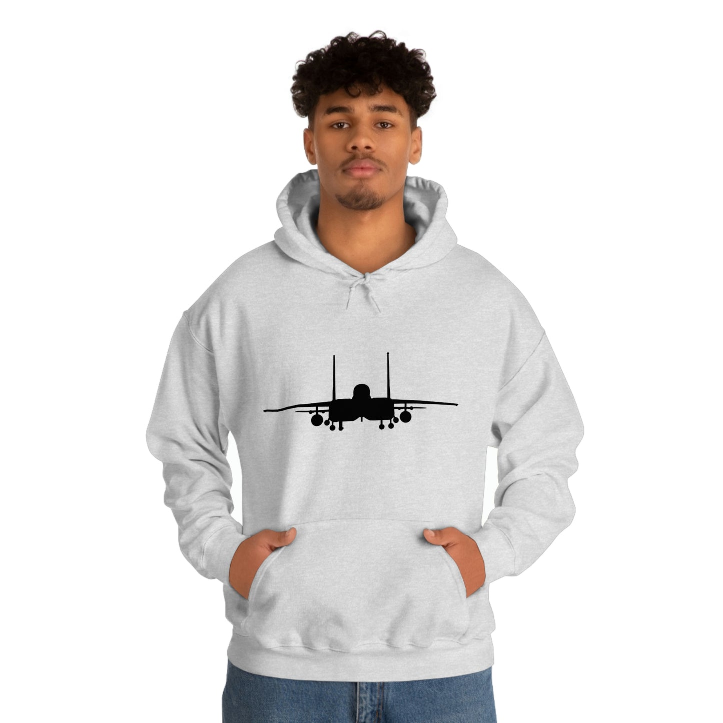 Unisex Heavy Blend™ Hooded Sweatshirt, F-15E Front Silhouette