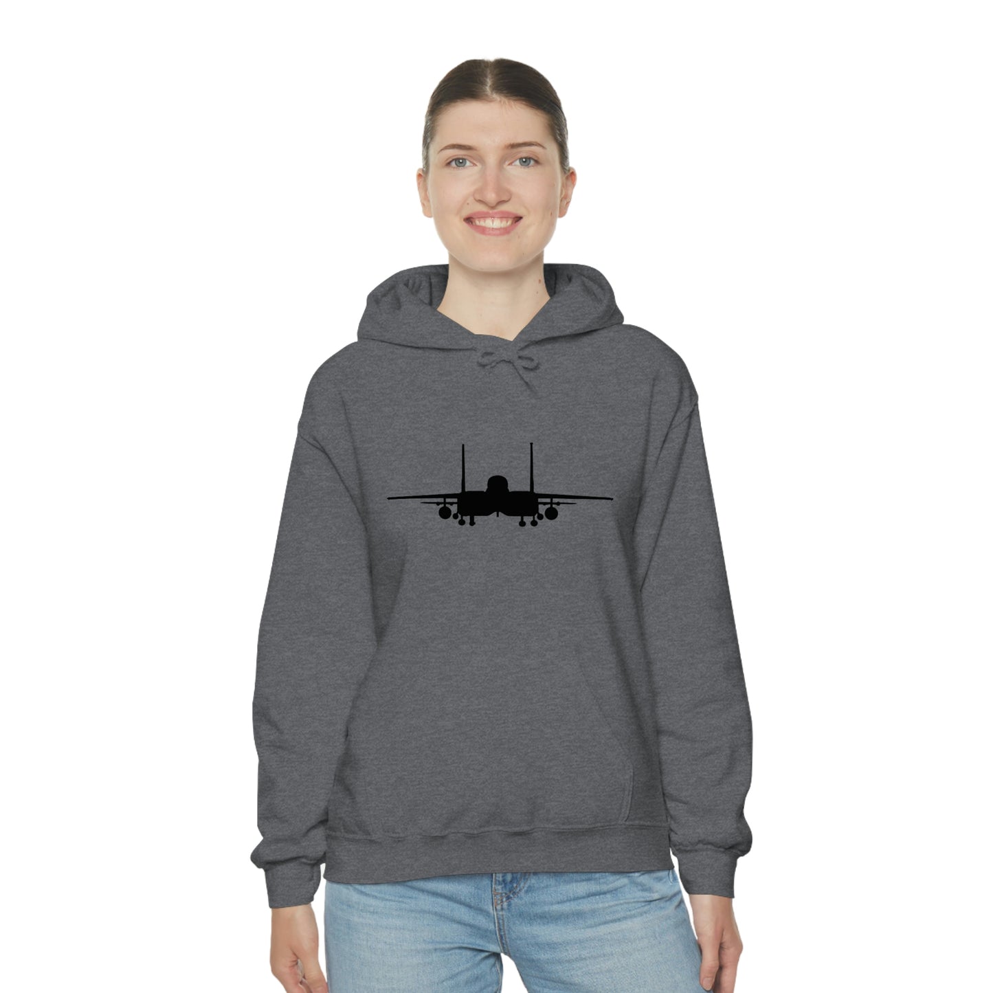 Unisex Heavy Blend™ Hooded Sweatshirt, F-15E Front Silhouette