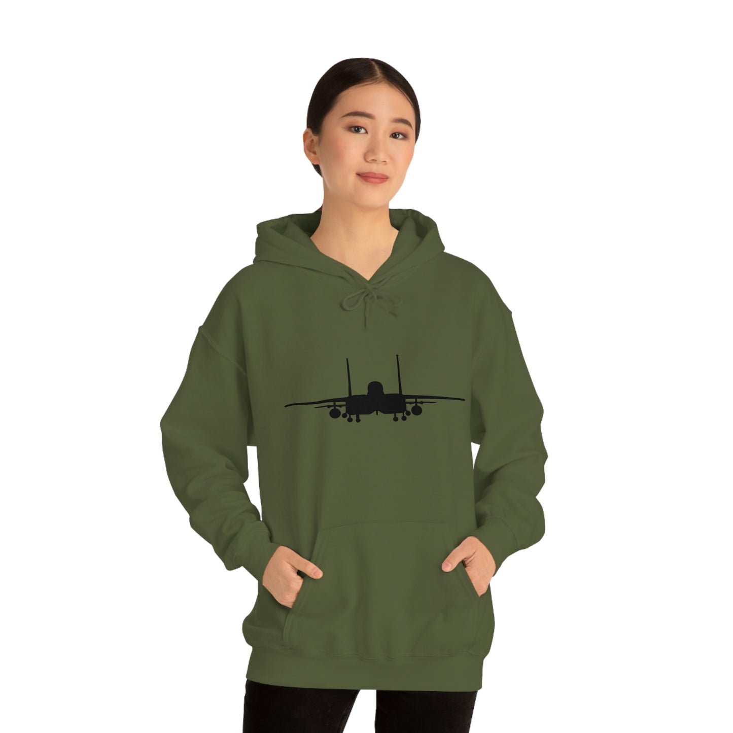 Unisex Heavy Blend™ Hooded Sweatshirt, F-15E Front Silhouette