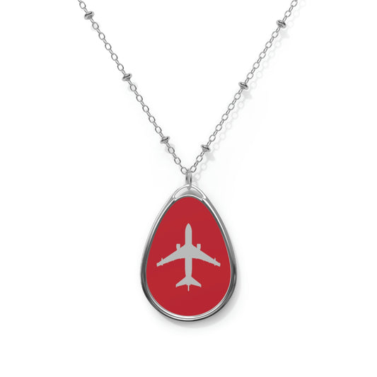 KC-46 Oval Necklace, Dark Red