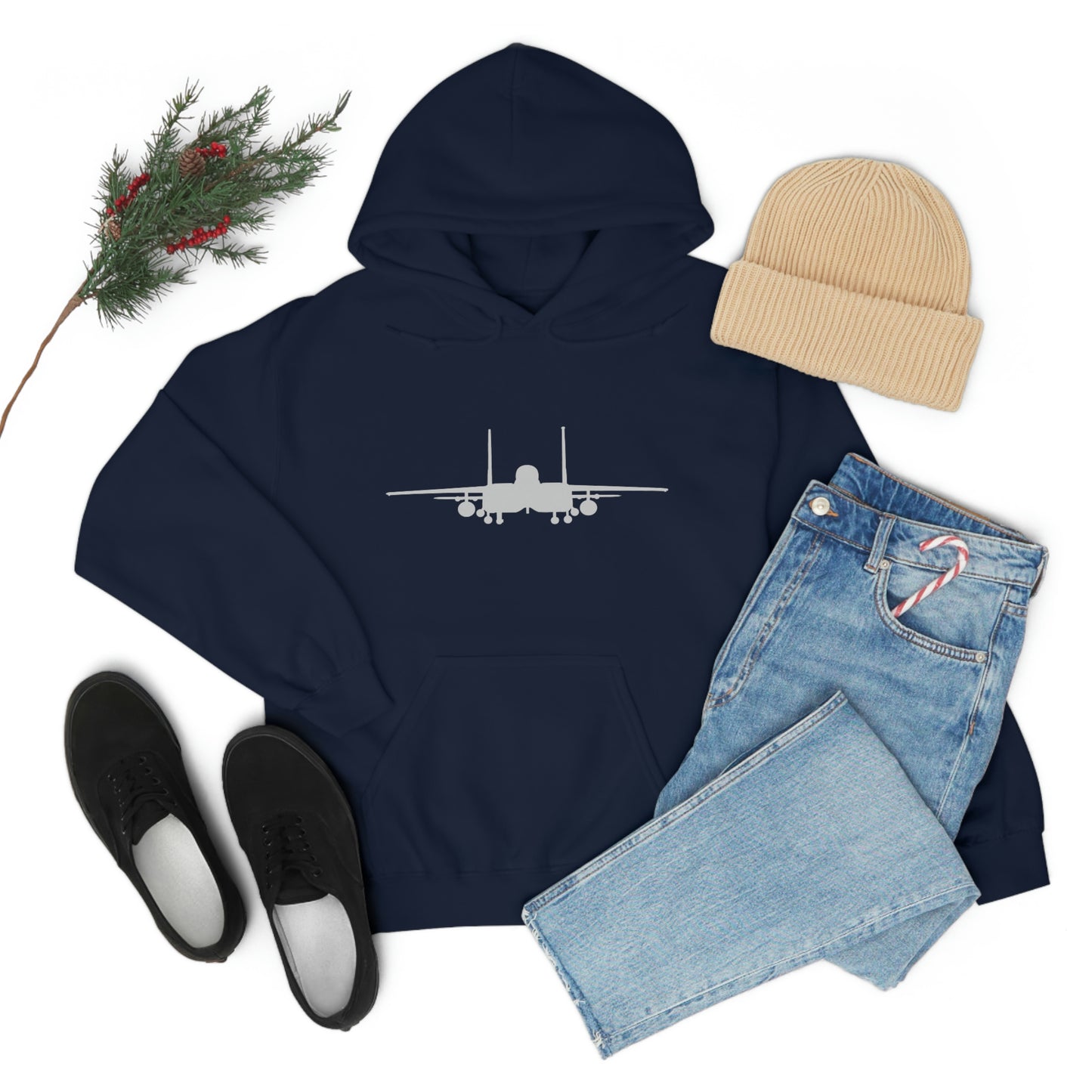 Unisex Heavy Blend™ Hooded Sweatshirt, F-15E Front Silhouette