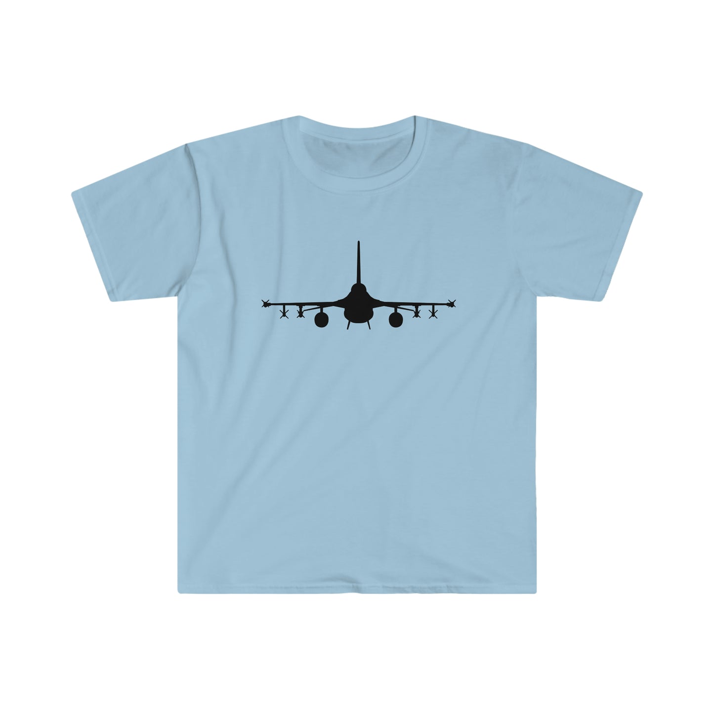 F-16 Front Silhouette Unisex Softstyle T-Shirt, Multiple Colors Available