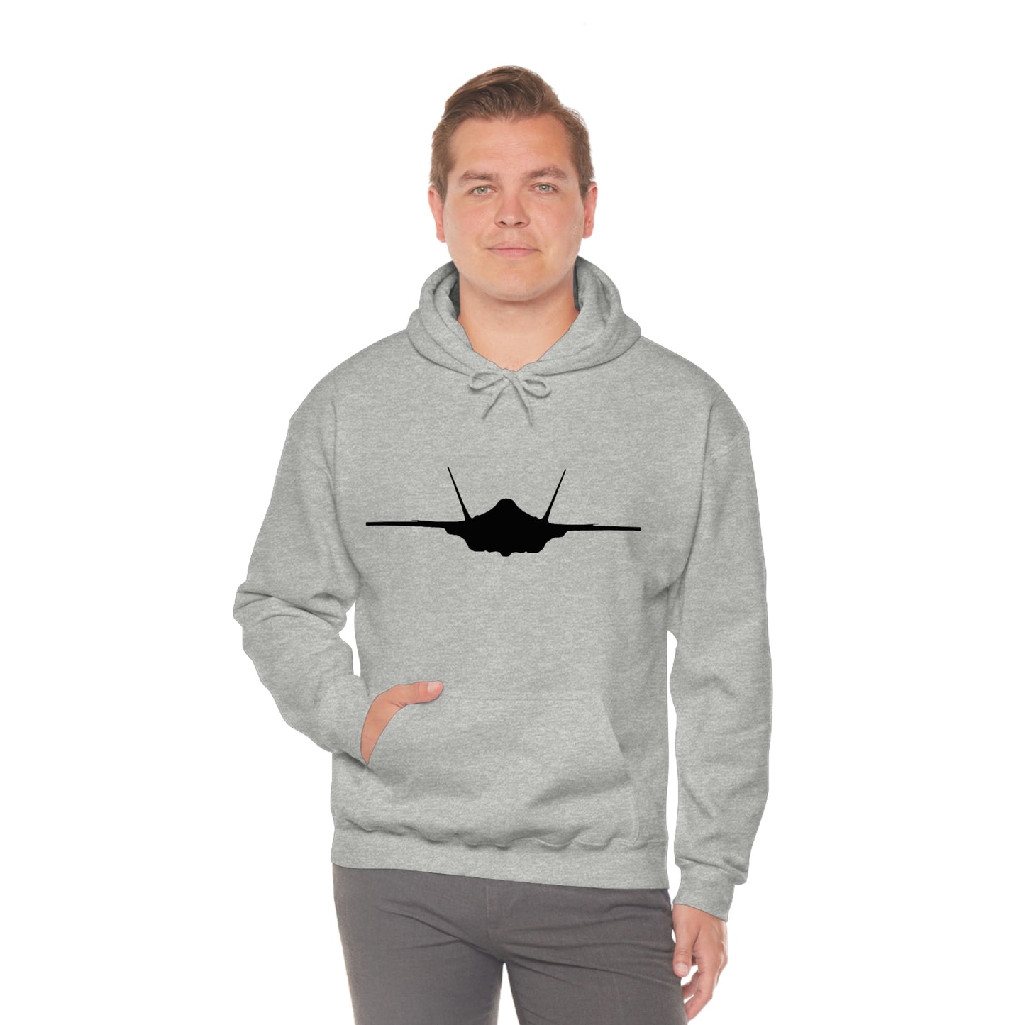 Unisex Heavy Blend™ Hooded Sweatshirt, F-35 Front Silhouette