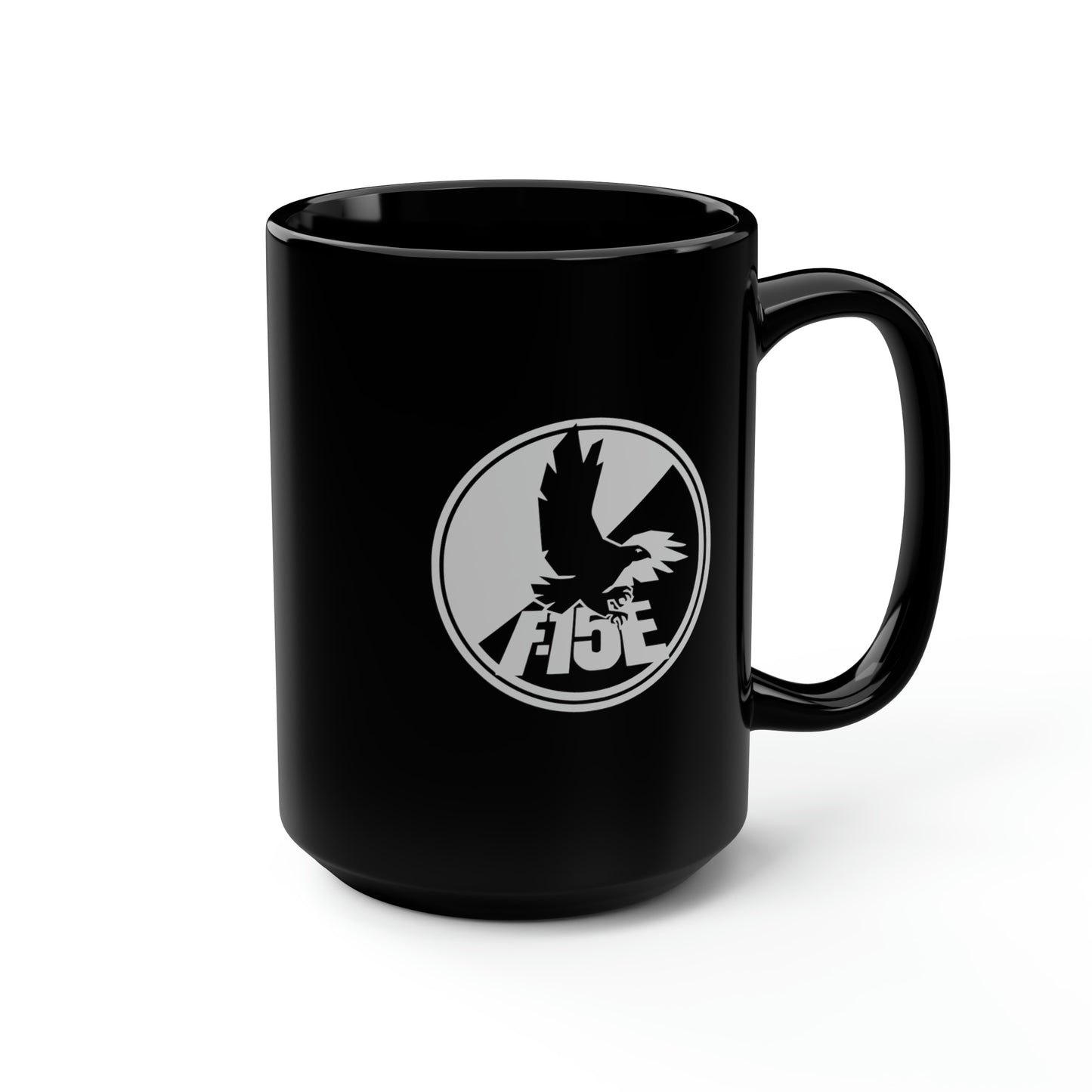 F-15E Day/Night & Front Silhouette Black Mug, 15oz