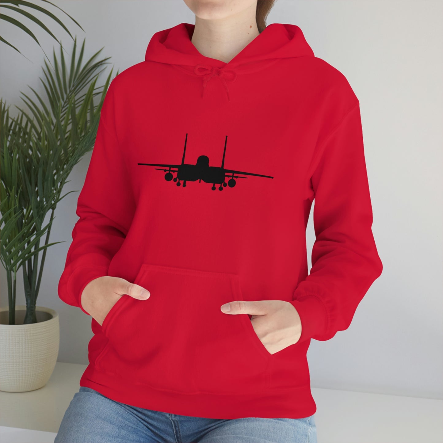 Unisex Heavy Blend™ Hooded Sweatshirt, F-15E Front Silhouette