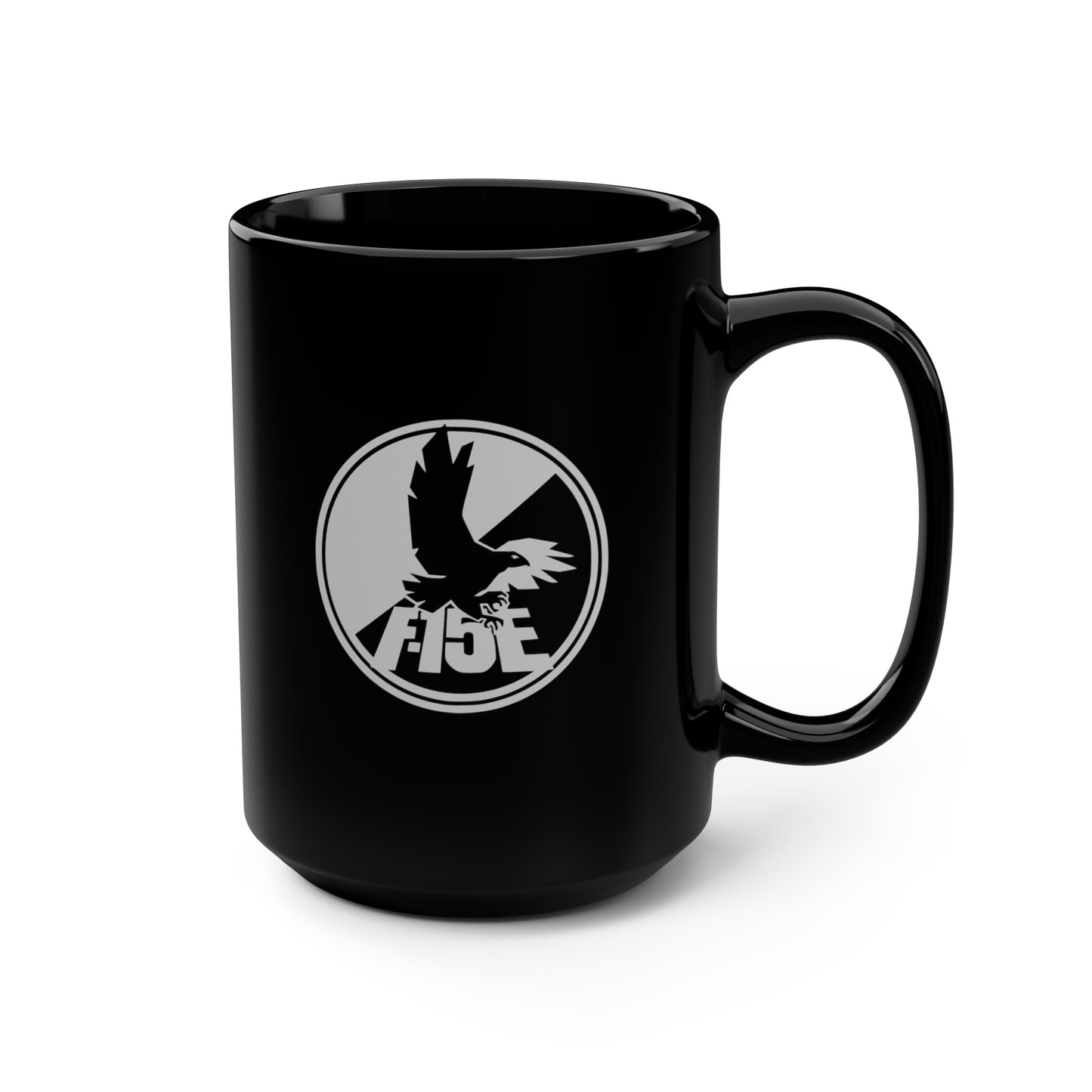 F-15E Day/Night & Front Silhouette Black Mug, 15oz